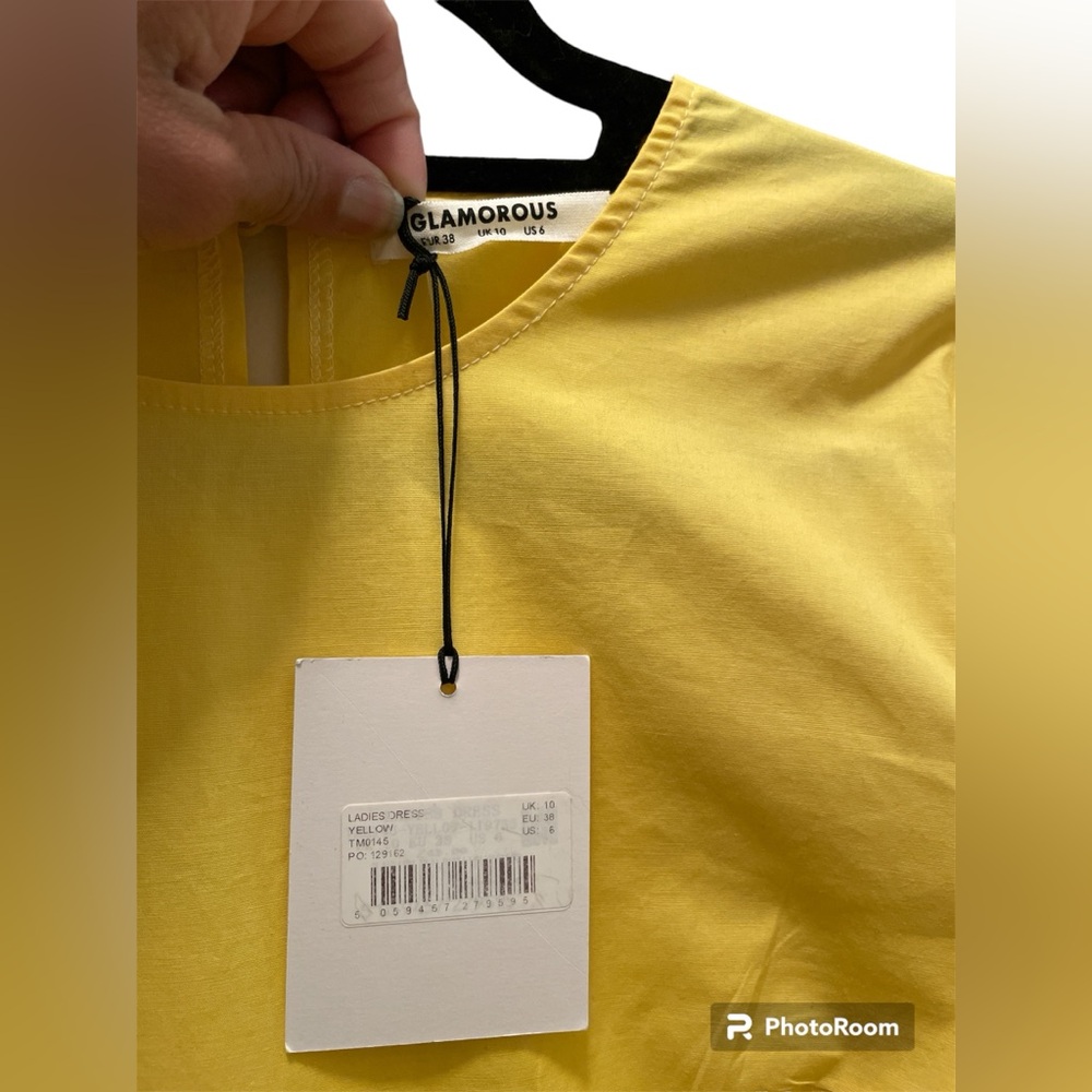 NWT Glamorous Yellow Tiered Dress Size 6 - Picture 5 of 5